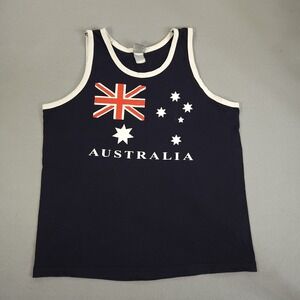 Vintage Australian Flag Tank Top Sz L Blue Blue/White